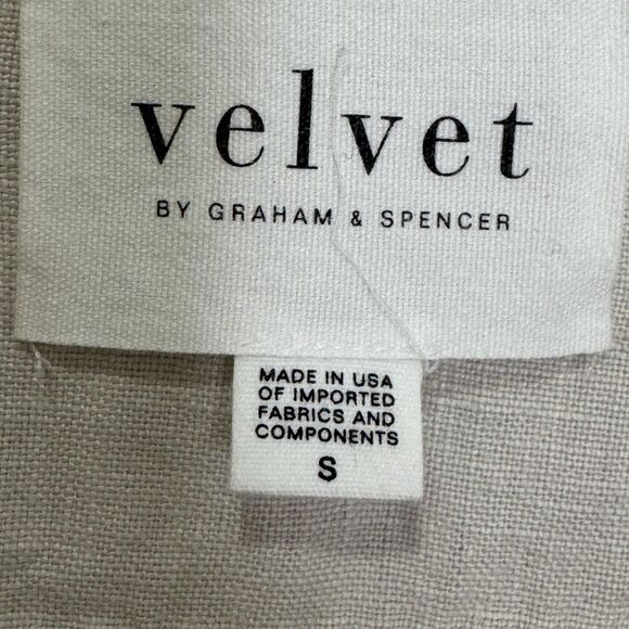 Velvet by Graham & Spencer Jacket Small Beige 100% Linen Button Front Lagenlook - Picture 3 of 7